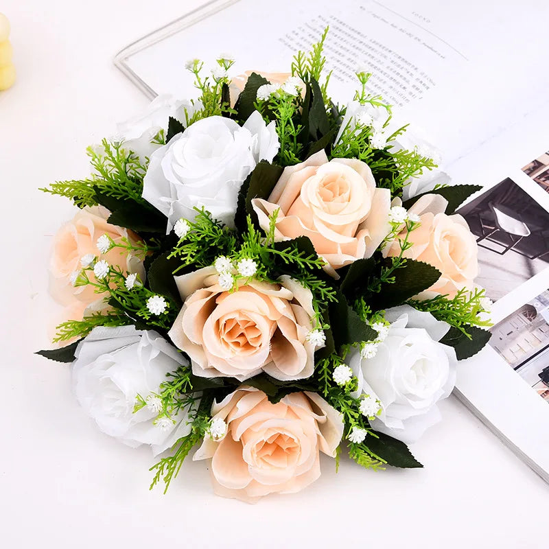 1pc Artificial Flowers Plastic Rose Ball Silk Fake Flower Floral  Wedding Birthday Party Centerpiece Table Arrangements Decor