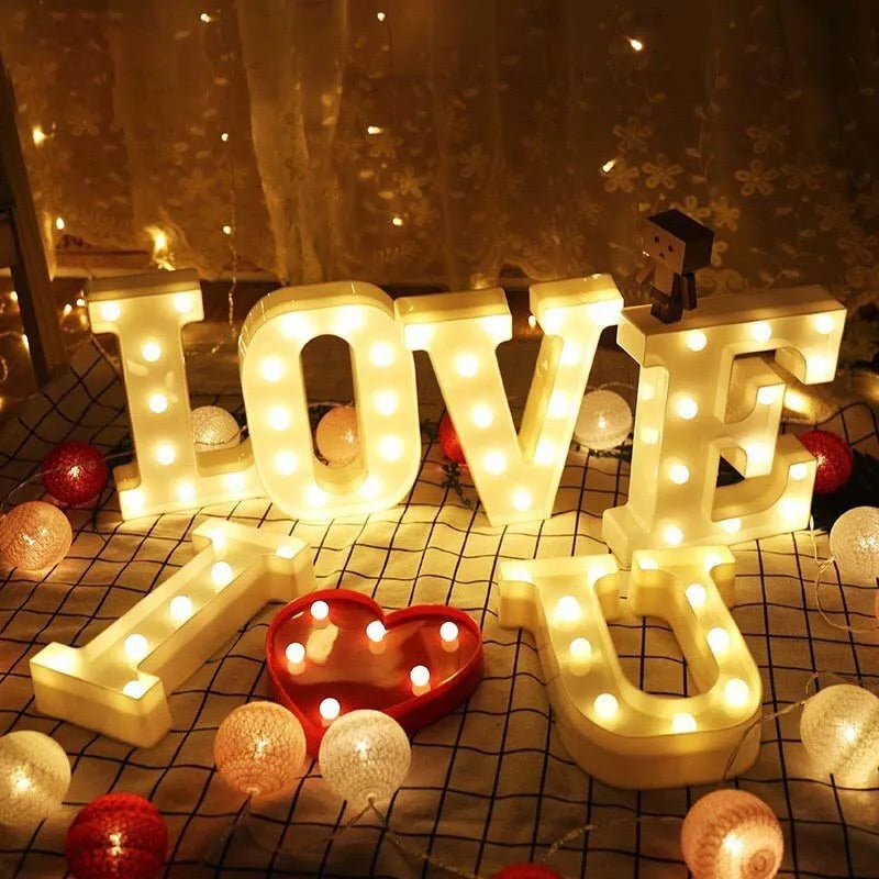 Luminous Number Lamp Alphabet Letter LED Lights Birthday Valentine's Day Wedding Party Decor 0-9 Digital A-Z Letters Night Light