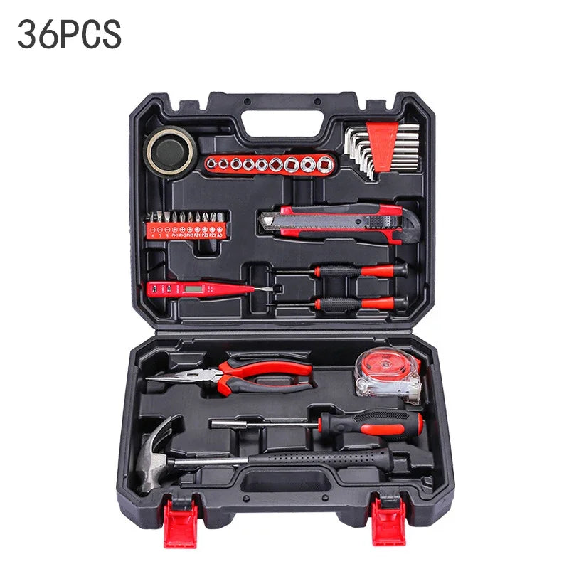 19/43/120 Piece Hand Tool Kit Set with Toolbox MultiFunctional Household DIY Tool Set with Screwdriver Hammer Wrench Pliers Tape