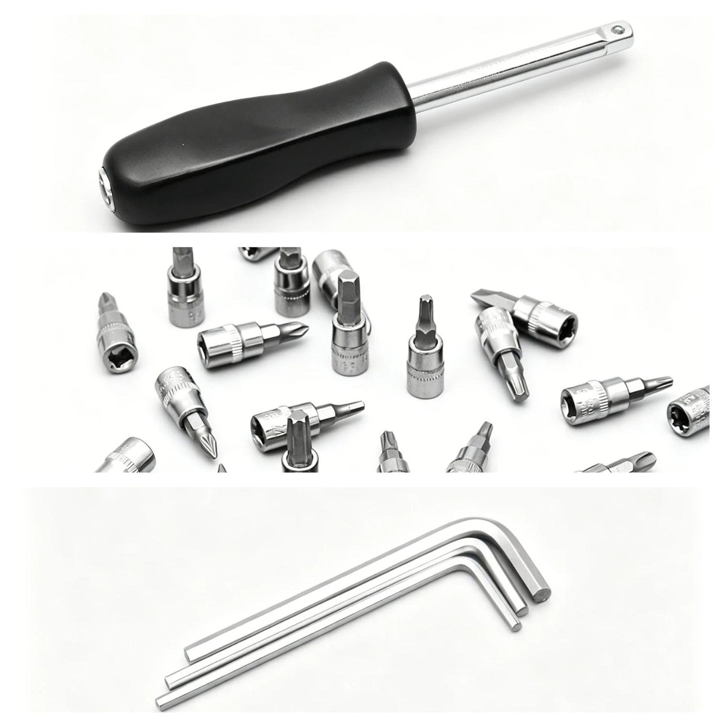 46 Pieces 1/4 Inch Drive Socket Ratchet Wrench Set, Metric Bit Socket & Extension Bar Assortment, Portable Hand Tool Kit for Auto Repairing & Household Mechanical Maintenance