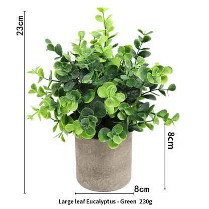 Artificial Plant Potted Eucalyptus Plant Small Fake Flower Bonsai With Pot Mini Plant Desktop Office Home Restaurant Decoration