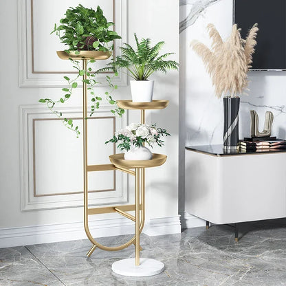 Modern Light Luxury Multi-Layer Iron Plant Stand Floor Flower Pot Rack for Balcony Living Room Decorative Bracket