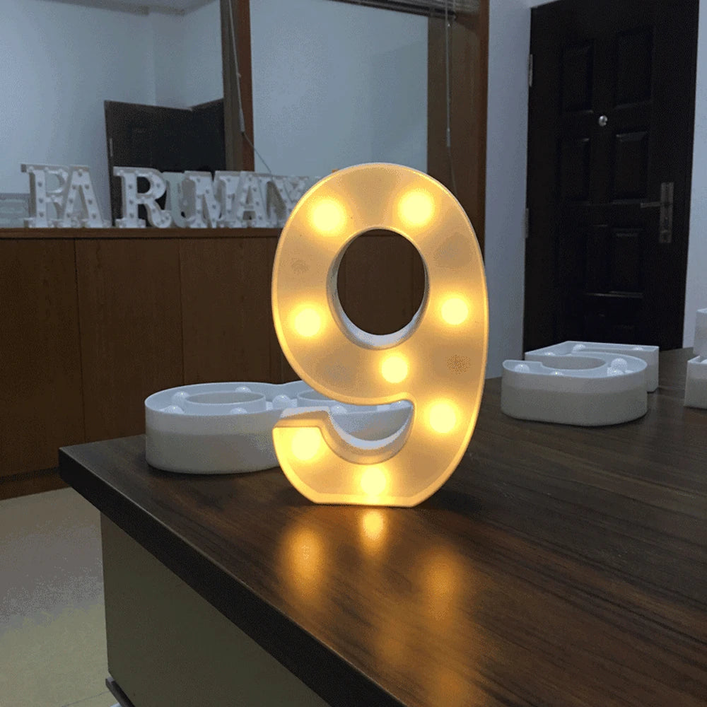 Luminous Number Lamp Alphabet Letter LED Lights Birthday Valentine's Day Wedding Party Decor 0-9 Digital A-Z Letters Night Light