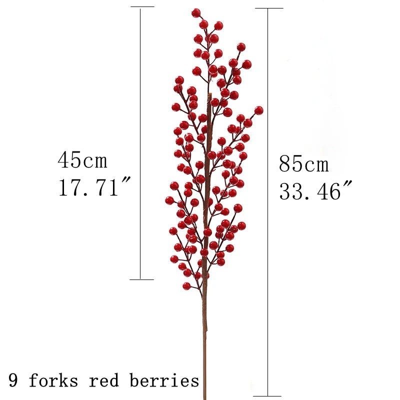 Artificial Red Berry Flowers Bouquet Fake Plant for Home Vase Decor Xmas Tree Ornaments New Year 2023 Party Christmas Decoration