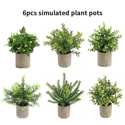 Artificial Plant Potted Eucalyptus Plant Small Fake Flower Bonsai With Pot Mini Plant Desktop Office Home Restaurant Decoration