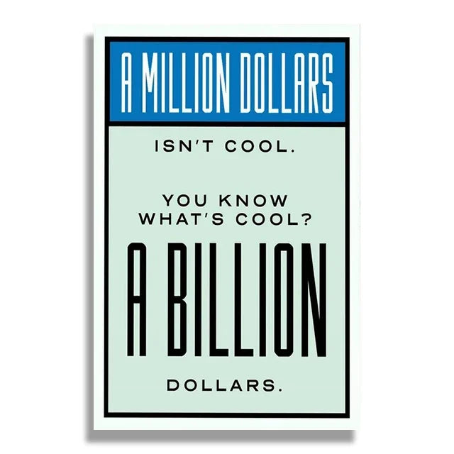 1pc frameless Canvas Phenomenal Level Wall Art Monopoly Money Inspirational HD Canvas Poster Prints Living Room Bedroom Home Dec