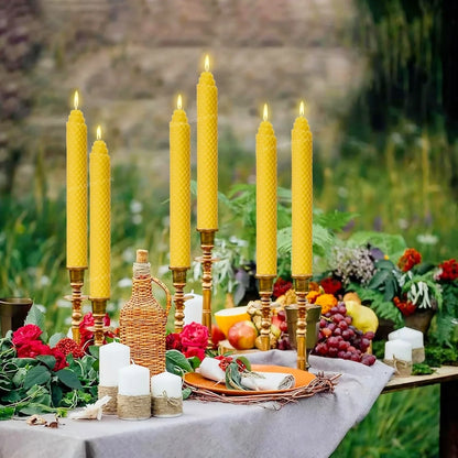Beeswax Taper Candles Hand-Rolled Honeycomb Design Beeswax Candles Smokeless Wax Candle for Party Dating Home Dinner Table Decor