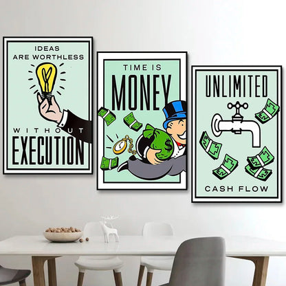 1pc frameless Canvas Phenomenal Level Wall Art Monopoly Money Inspirational HD Canvas Poster Prints Living Room Bedroom Home Dec