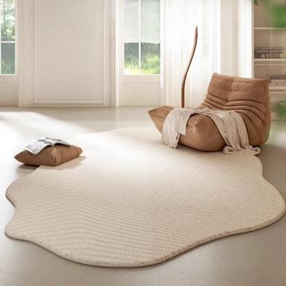 Cream Style Carpets for Living Room Irregular Shapes Bedroom Decor Soft Carpet Fluffy Plush Bedside Rug Washable Study Floor Mat