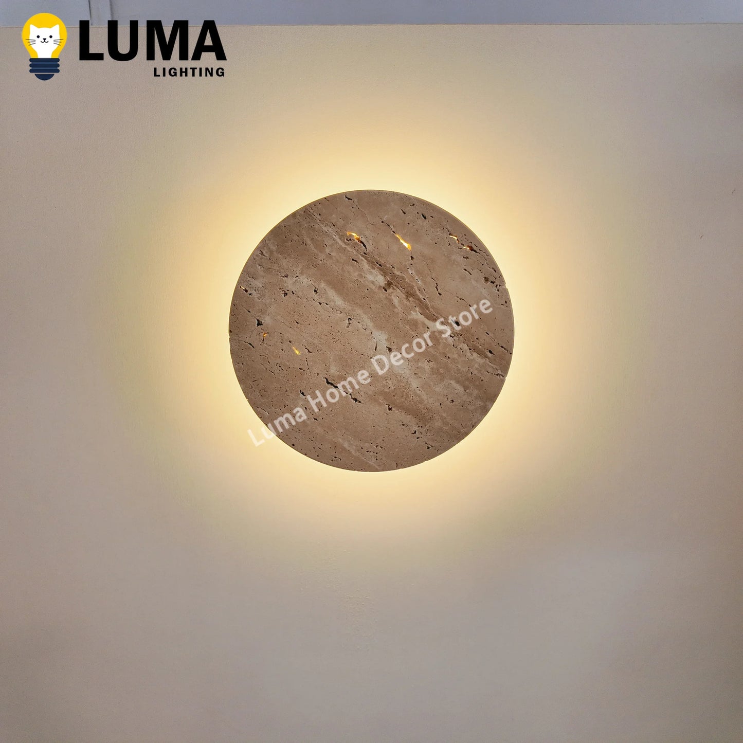 Luma Wabi-Sabi Yellow Travertine Wall Light, Natural Stone LED Wall Sconce Lamp for Bedroom Bedside, Aisle, Stair Home Deocr
