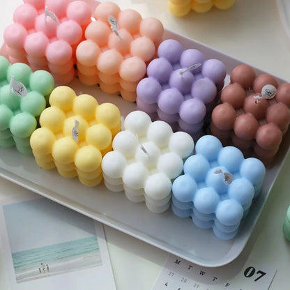1Pc Bubble Cube Shaped Candle Handmade Scented Candle Aromatherapy Soy Wax Candle Home Decoration Wedding Birthday Party Candles