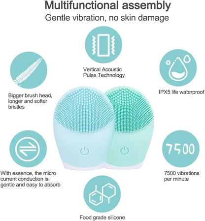 Electric Silicone Facial Cleanser Massager Skincare Massage Tool Beauty Machine Vibration Cleaning Of Pores Self Provided Batter