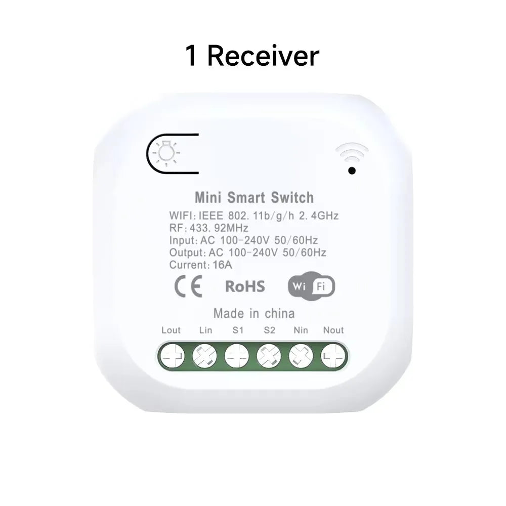 No Battery 1/2gang Kinetic Energy Tuya Smart Switches Wifi+Rf433 Wireless Connection Home Light Switch App Voice Remote Control