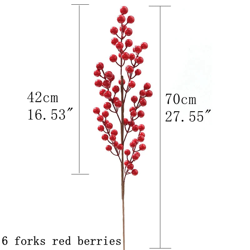 Artificial Red Berry Flowers Bouquet Fake Plant for Home Vase Decor Xmas Tree Ornaments New Year 2023 Party Christmas Decoration