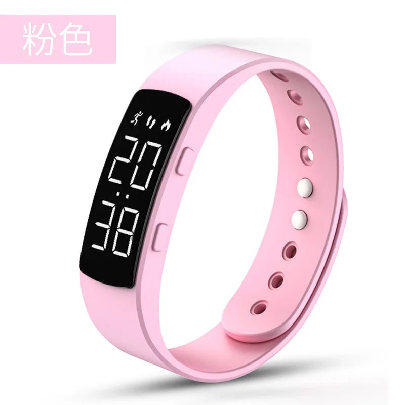 Electronic Smart Sports Pedometer Timing Vibrating Alarm Clock Luminous Waterproof LED Electronic Bracelet T8