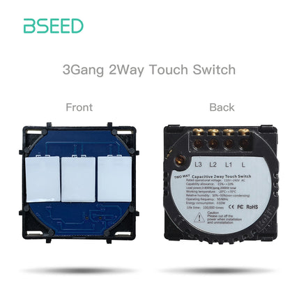BSEED Zigbee Smart Switch 1/2/3Gang Touch Light Switch 2Way Function Part Smart Home Tuya Alexa Control Without Glass Panel