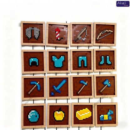 3D Printing 17.5cm Pixel Item Display Frame Magnetic Wall Decor Retro Game Style Collectible Desk Ornament Gift