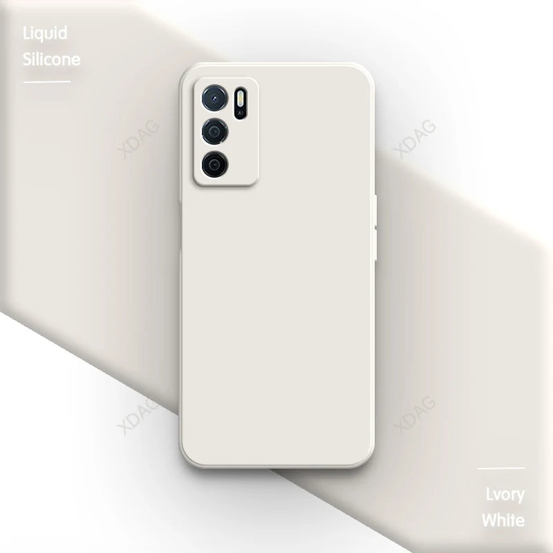 Straight Edge Phone Case for Oppo A54s 6.52" CPH2273 Skin Friendly Liquid Silicone Basic Original Classic Back Cover Accessories