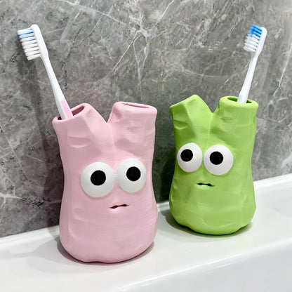 Cute Monster Toothbrush Holder, Funny Cartoon Pen Cup, Double Hole Bathroom Storage Organizer for Home Decor