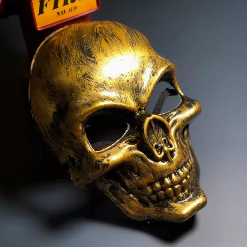 1-10PCS Halloween Horror Skull Mask Creepy Laughing Ghost Face Gold Silver Costume Prop for Party Cosplay Haunted House Decor
