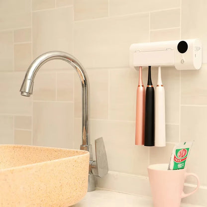 Hot Selling Custom Plastic Wall Mounted Automatic Toothpaste Dispenser UV Toothbrush Holder Squeezer