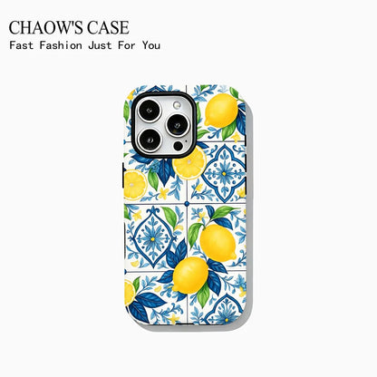 Phone Case for iPhone 17 16 15 14 13 12 11 X XS XR Air Pro Max Plus Luxury Double-layer Back Cover Fashion tropical fruit series