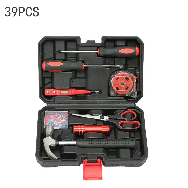 19/43/120 Piece Hand Tool Kit Set with Toolbox MultiFunctional Household DIY Tool Set with Screwdriver Hammer Wrench Pliers Tape