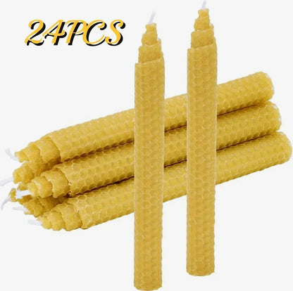 Beeswax Taper Candles Hand-Rolled Honeycomb Design Beeswax Candles Smokeless Wax Candle for Party Dating Home Dinner Table Decor