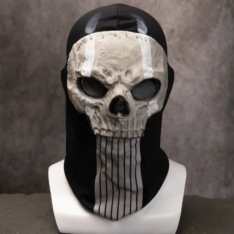 New Call of Duty 2 Skull Mask Silicone Halloween Cosplay Ghost Face Cover for Outdoor Riding and Costume Party Cosplay Mask