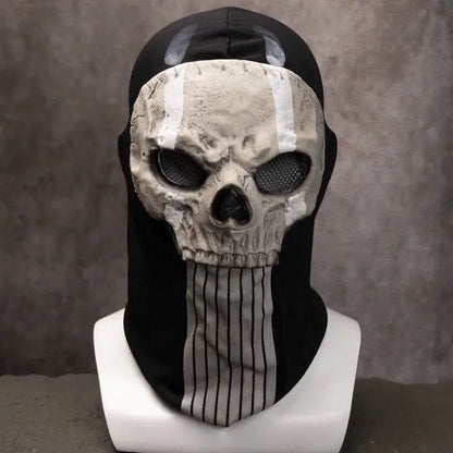 New Call of Duty 2 Skull Mask Silicone Halloween Cosplay Ghost Face Cover for Outdoor Riding and Costume Party Cosplay Mask