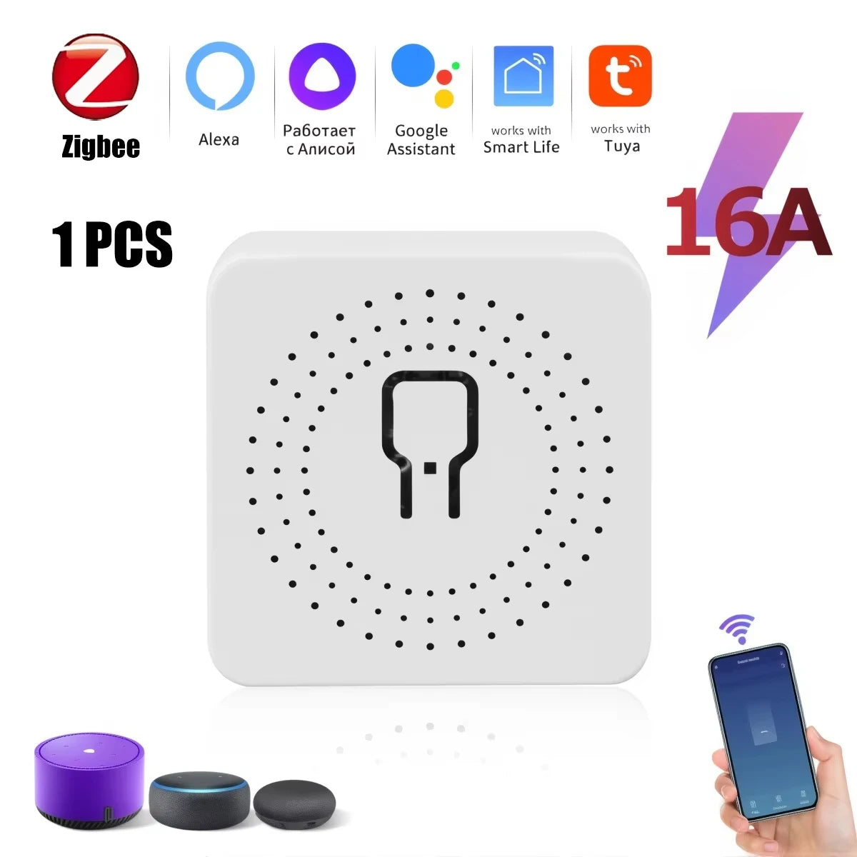 WiFi/Zigbee 3.0 Smart Switch Mini Breaker DIY Module Remote Timer Wireless Light Control Work with Tuya Smart Life Alexa Google