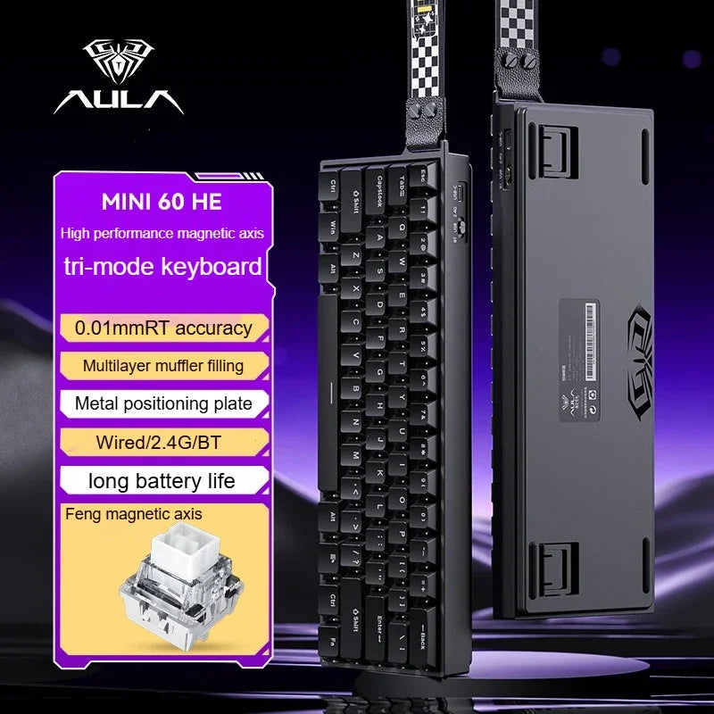 AULA MINI 60HE Magnetic Keyboard Wireless 60% Rapid Trigger 8K Return Esports Customize RGB Magnetic Switch Gaming Keyboard