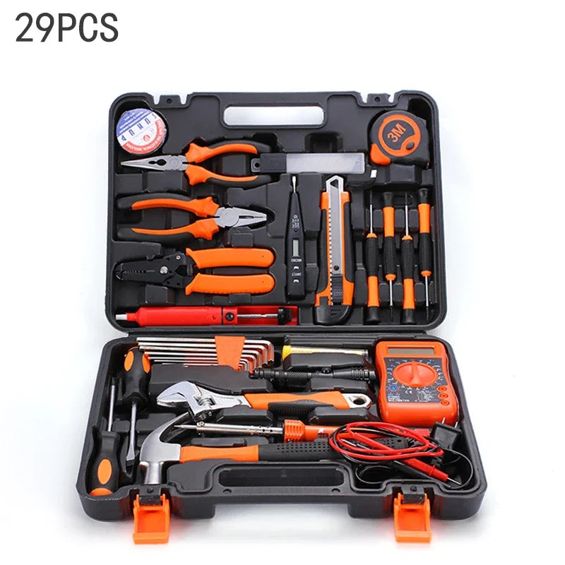 19/43/120 Piece Hand Tool Kit Set with Toolbox MultiFunctional Household DIY Tool Set with Screwdriver Hammer Wrench Pliers Tape