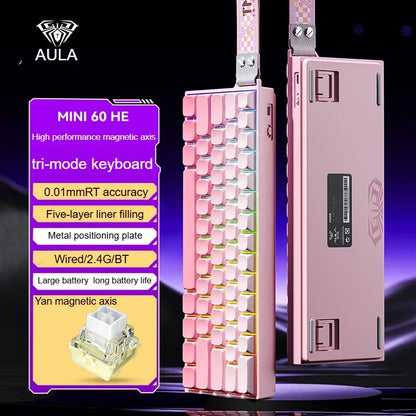 AULA MINI 60HE Magnetic Keyboard Wireless 60% Rapid Trigger 8K Return Esports Customize RGB Magnetic Switch Gaming Keyboard