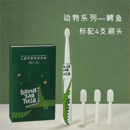 Compatible with Oral B Children kids Sonic Electric Toothbrush Cartoon For Kids USB Rechargeable Soft Automatic Waterproof