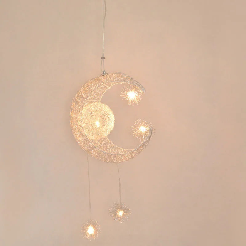 Star Moon Pendant Light Children's Room Light  LED Bedroom Lighting Fixutre