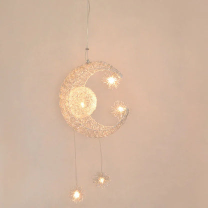 Star Moon Pendant Light Children's Room Light  LED Bedroom Lighting Fixutre