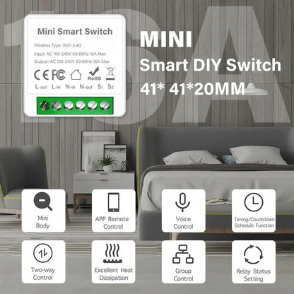 WiFi/Zigbee 3.0 Smart Switch Mini Breaker DIY Module Remote Timer Wireless Light Control Work with Tuya Smart Life Alexa Google