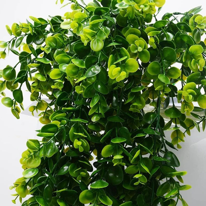 Artificial Rattan Eucalyptus 5Forks Fake Plant Wall Hanging Simulation Greenery Fake Hanging Vine for Home Room Outdoor Decor