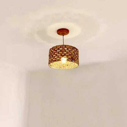 Handmade Rattan retro Pendant Lights Nordic Japanese hanging Lamps Restaurant coffee shop light indoor living room bedroom Lamps