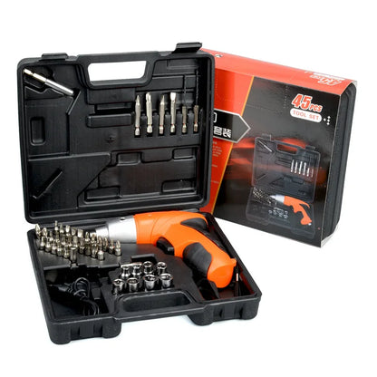 Household hand drill repair tool set Lithium electric USB cable rechargeable combination set toolbox