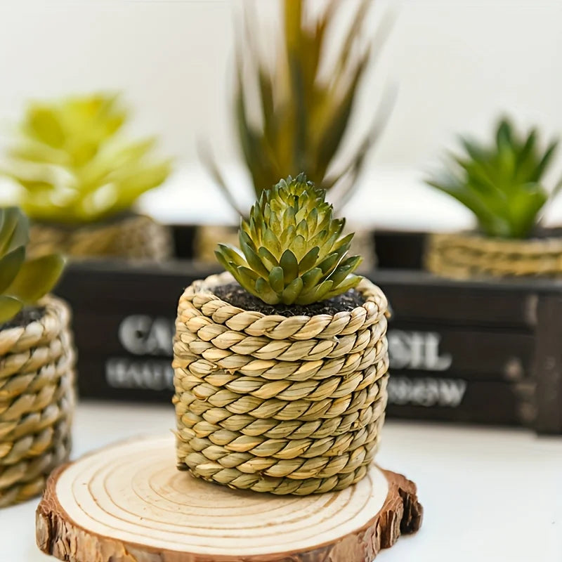 5pcs Set of Artificial Potted Plants Artificial Aloe Vera Fake Succulents Plastic Flower Pots for Home Kitchen Desk Wedding