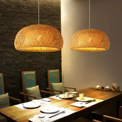 JOYINLED Suspension Lantern Ceiling Light Natural Rattan Wicker Chandeliers Hand-Woven Bamboo Lampshades Lighting Fixtures