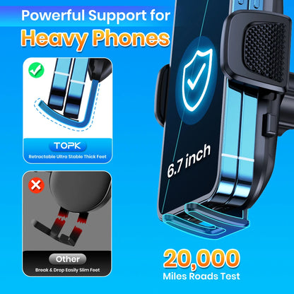 TOPK Universal Car Phone Holder 360° Rotation Cell Phone Mount for Air Vent & Dashboard Suction Cup Stand for All Phones