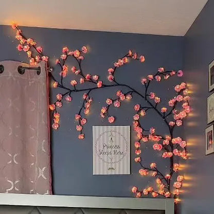 New LED Cherry Blossom Branch Vine Light Bendable Ambient Fairy Light for Wedding Garden Fence Wall Indoor Outdoor Decor