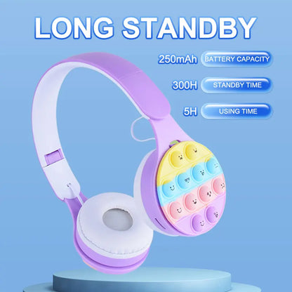 Headworn Rainbow Bubble Wireless Bluetooth Earphones 5.0 Pressure Reducing Cute Foldable with Microphone Card Insertion Earphone