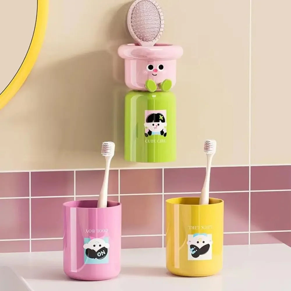 Magnetic Toothbrush Cup Wall Mounted Home Storage Storage Rack Punch-Free Upside Down Toothbrush Holder for Bathroom Accessory
