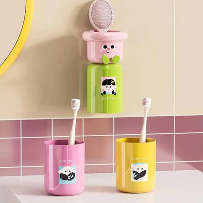 Magnetic Toothbrush Cup Wall Mounted Home Storage Storage Rack Punch-Free Upside Down Toothbrush Holder for Bathroom Accessory