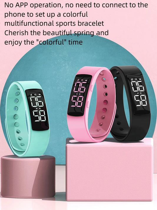 Electronic Smart Sports Pedometer Timing Vibrating Alarm Clock Luminous Waterproof LED Electronic Bracelet T8
