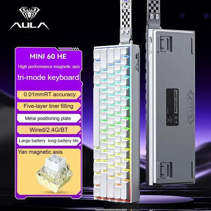 AULA MINI 60HE Magnetic Keyboard Wireless 60% Rapid Trigger 8K Return Esports Customize RGB Magnetic Switch Gaming Keyboard